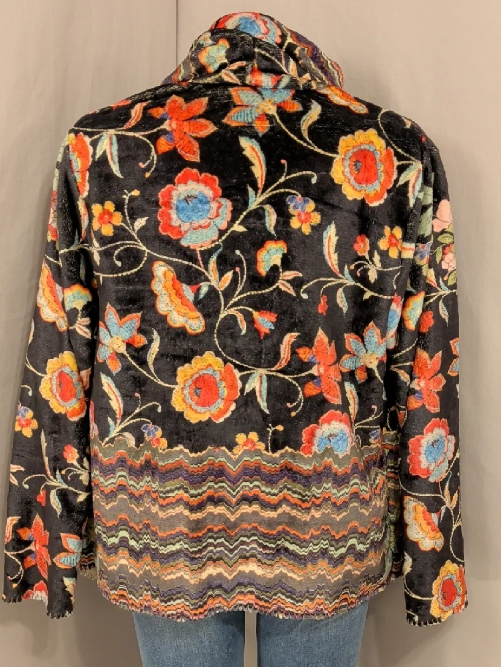 Johnny Was Biya Sherpa Hooded Jacket Soft Fleece Colorful Flowers Oversized Sz L - Picture 3 of 12